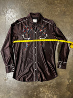 Vintage 1960s H-BAR-C Pearl Snap Button-Up Sz L