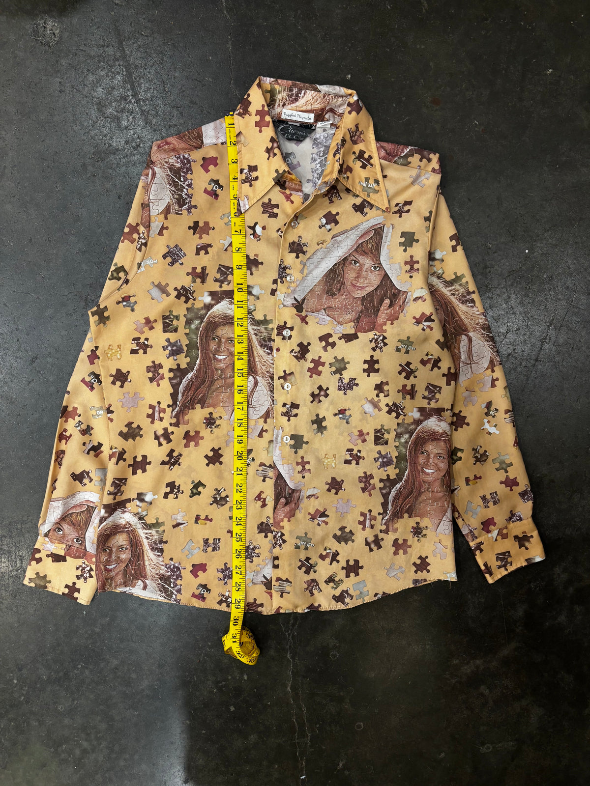 Vintage 1970s PLAYBOY Disco Button-Up Sz L