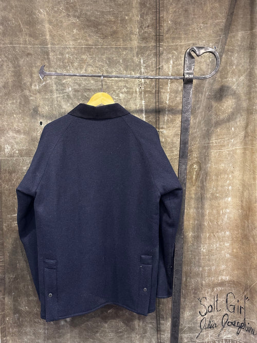 BARBOUR 'Bedale' Navy Blue Wool Zip-Up Jacket Sz. M