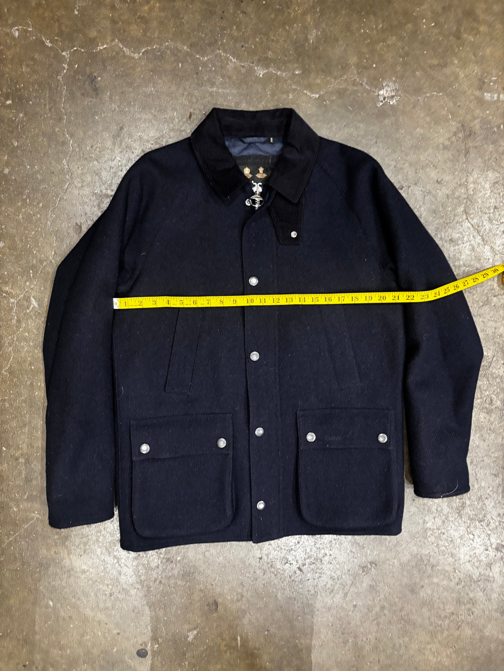 BARBOUR 'Bedale' Navy Blue Wool Zip-Up Jacket Sz. M