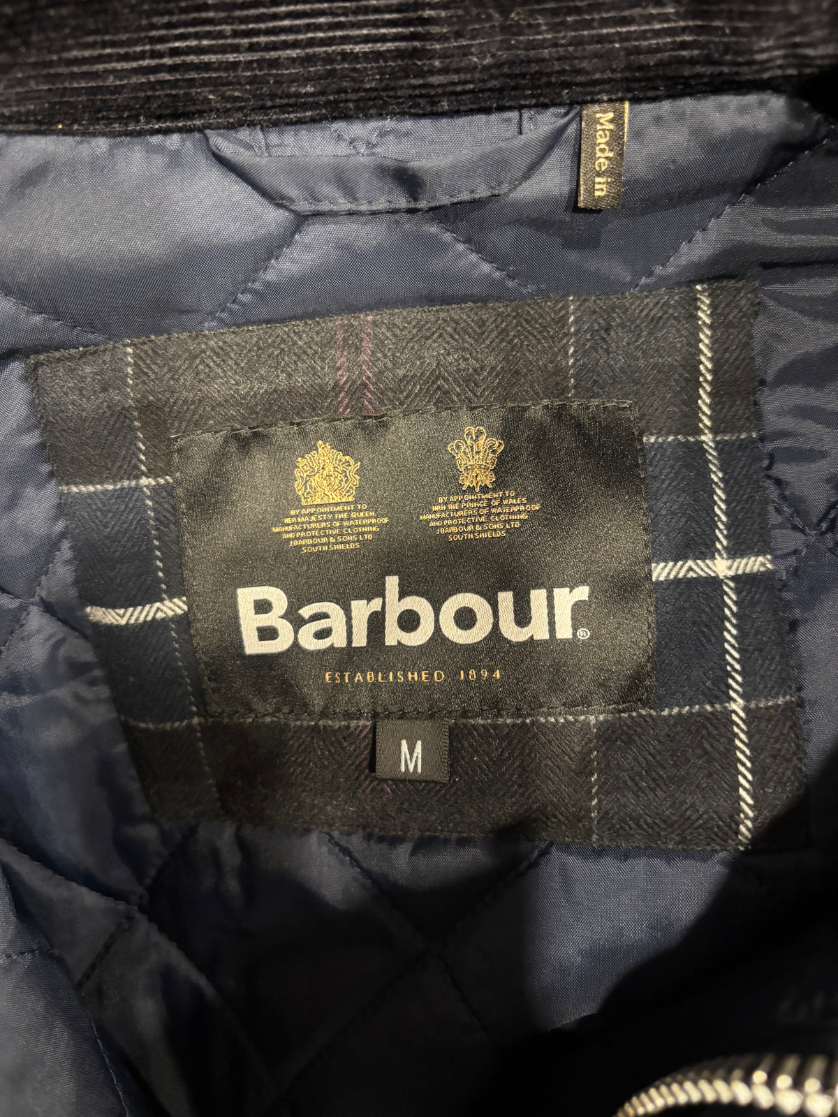 BARBOUR 'Bedale' Navy Blue Wool Zip-Up Jacket Sz. M