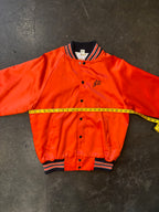 Vintage 1980s KIRO SPORTS TV Orange Satin Chain Stitched Coaches Jacket Sz. L