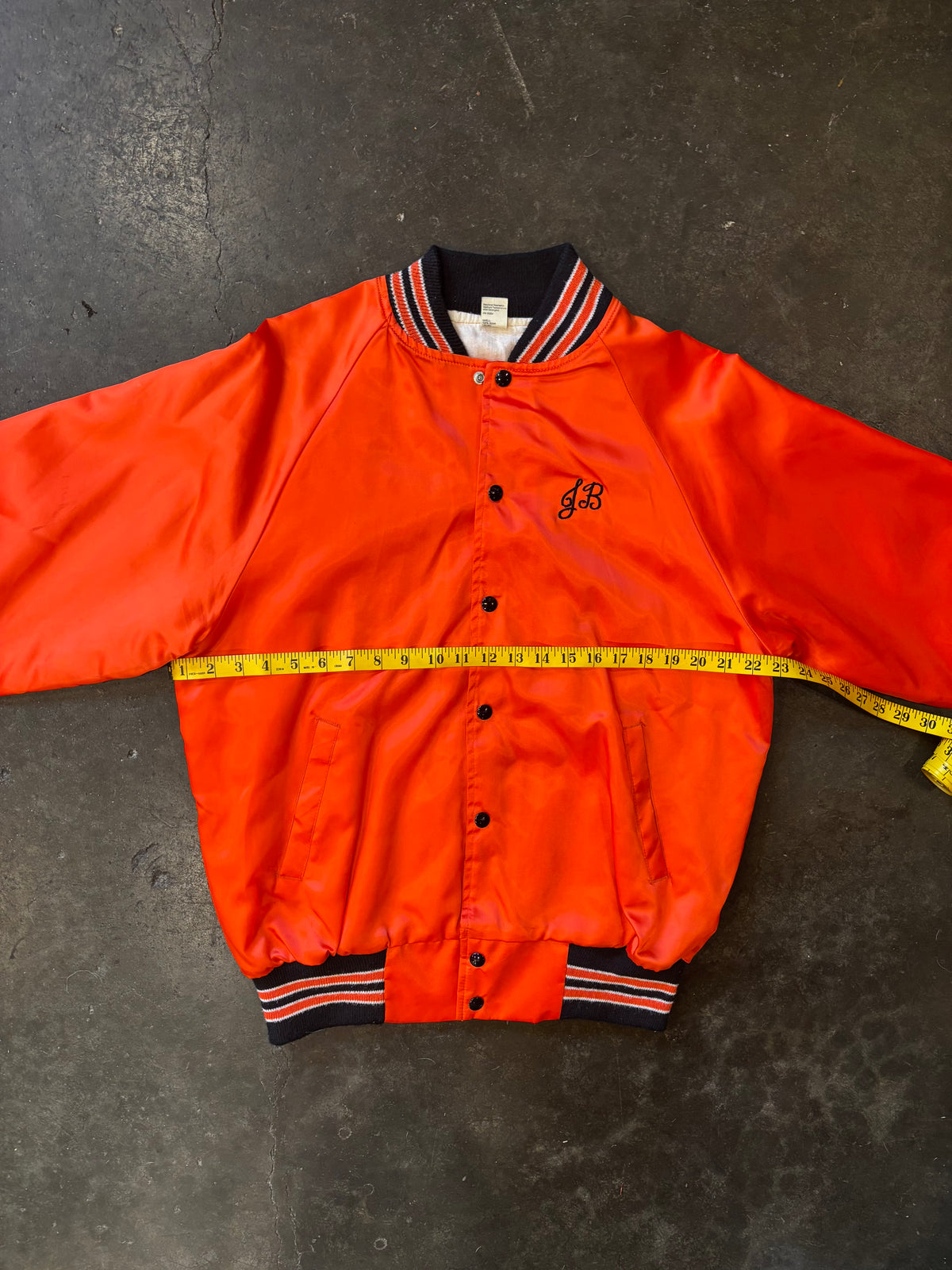 Vintage 1980s KIRO SPORTS TV Orange Satin Chain Stitched Coaches Jacket Sz. L