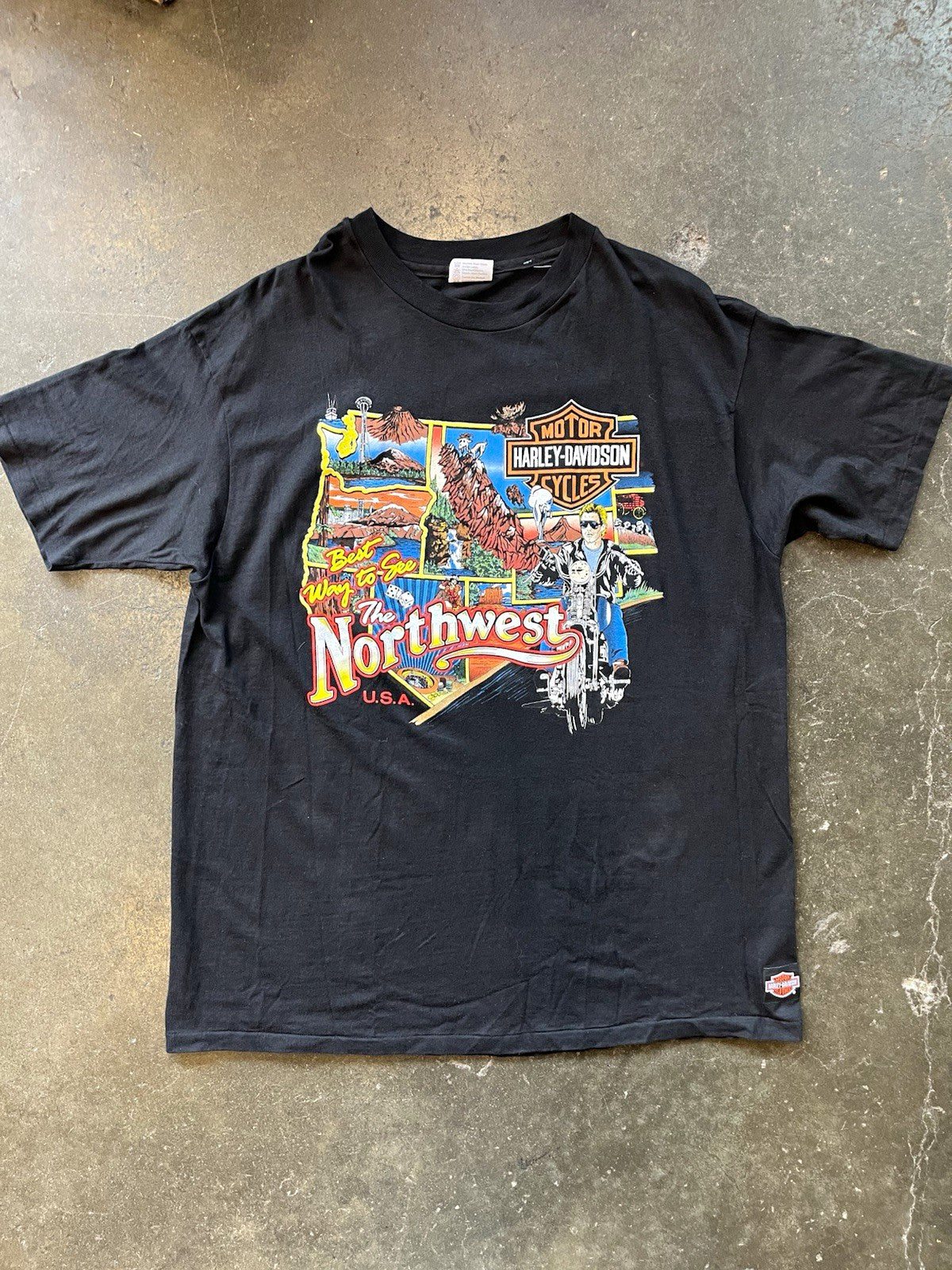 Vintage 1990s Harley Davidson “Best way to see the north west” Tee Shirt Sz 2XL