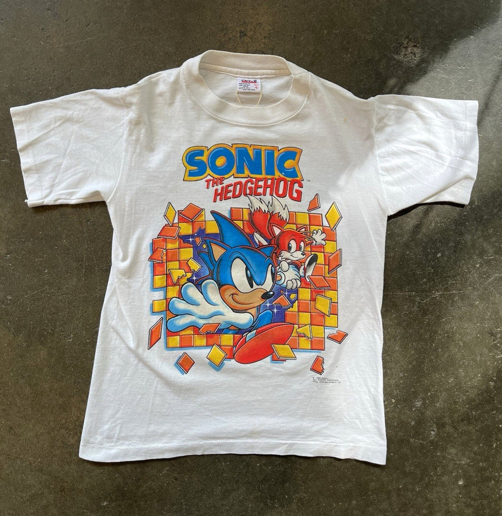 VINTAGE 90s Sonic the Hedgehog and Tails Tee Shirt Sz S
